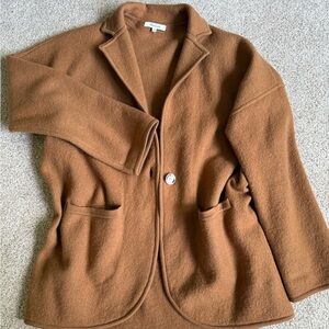 NWOT Madewell Saville 100% Marino Wool Two Button Camel Blazer Cardigan